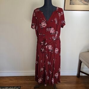 torrid Floral Burgundy Dress Size 2
